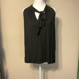 Black Sleeveless Tie-Front Top